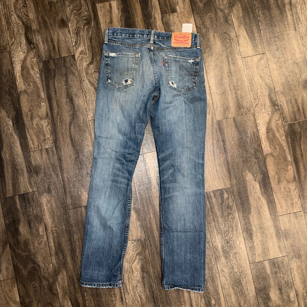 Levi's 511 Distressed Slim Fit Faded Dark Wash Denim Jeans Men's 30x32 Y2K Style